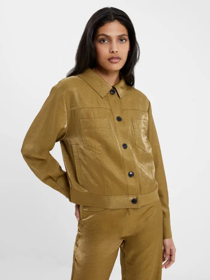 French Connection Coats and Jackets Cammie Shimmer Jacket Nutria 8211 Woman