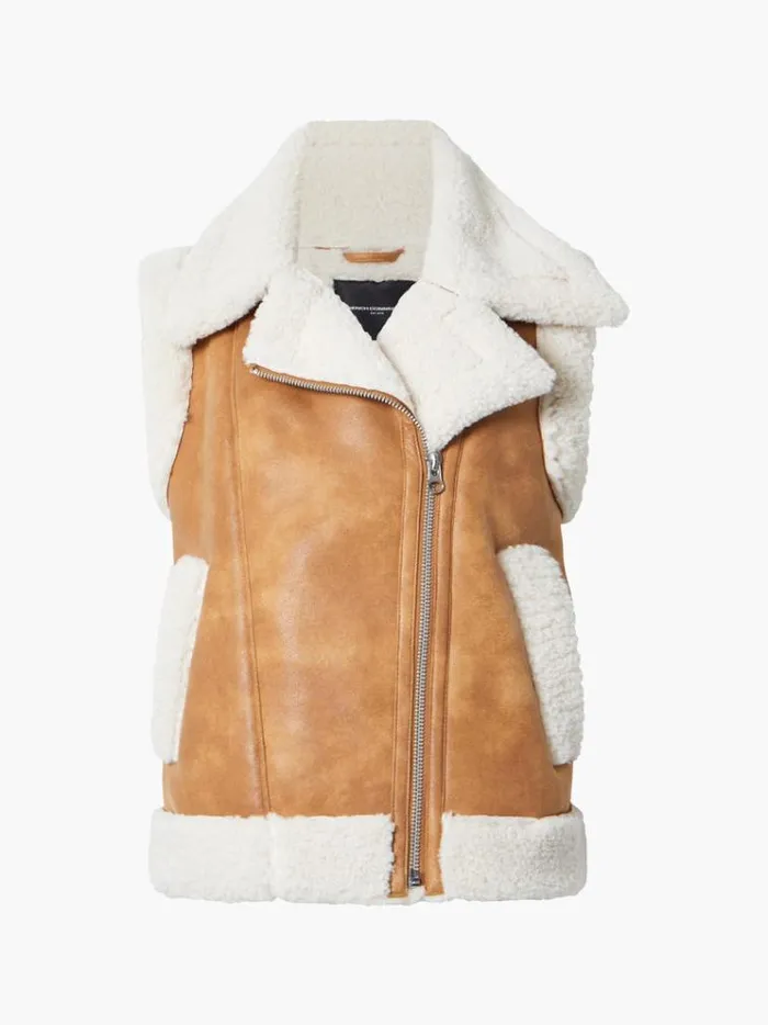 French Connection Coats and Jackets Camry Suedette Gilet Tan 8211 Woman