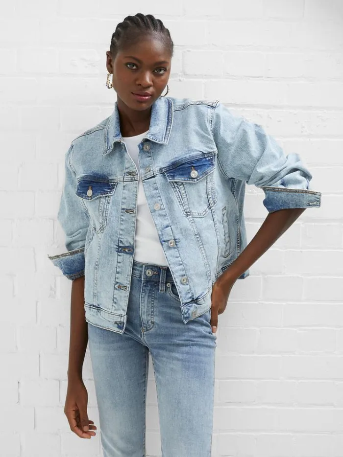 French Connection Coats and Jackets Denim Stretch Trucker Jacket Bleached Out 8211 Woman French Connection Coats and Jackets Denim Stretch Trucker Jacket Bleached Out 8211 Woman