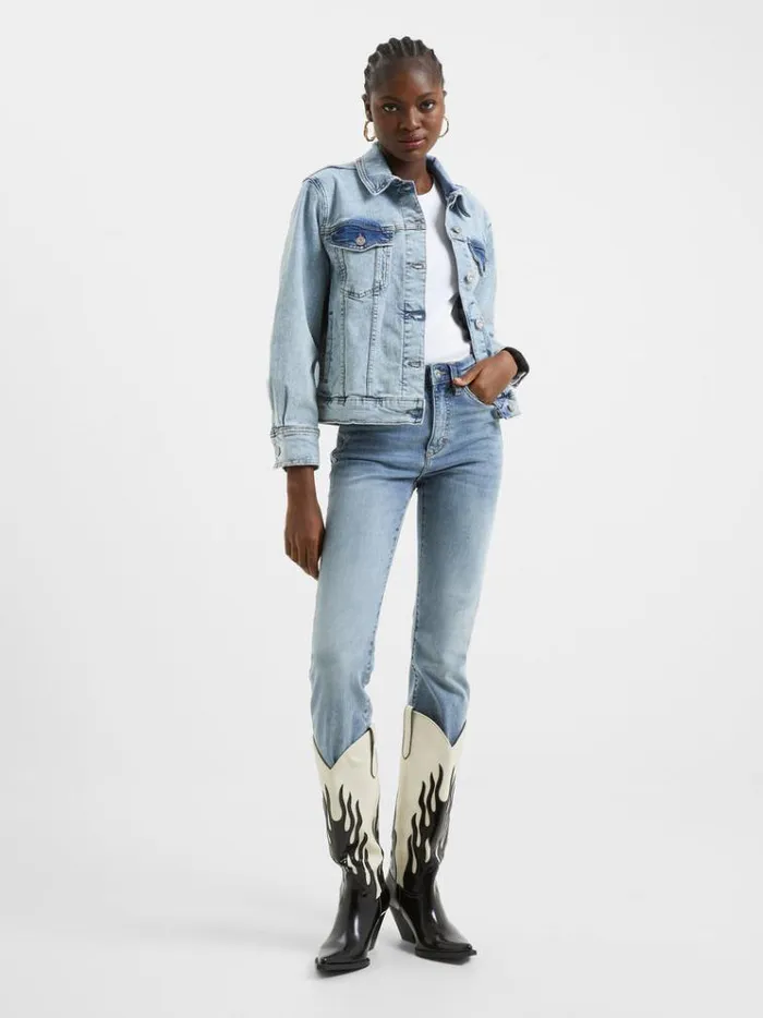 French Connection Coats and Jackets Denim Stretch Trucker Jacket Bleached Out 8211 Woman