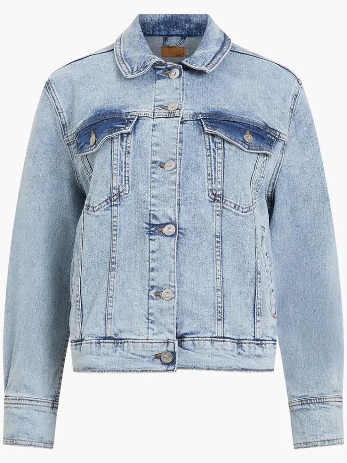 French Connection Coats and Jackets Denim Stretch Trucker Jacket Bleached Out 8211 Woman