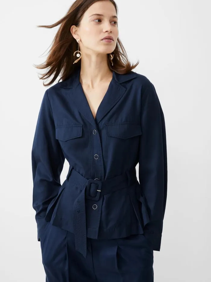French Connection Coats and Jackets Elkie Twill Belted Jacket Marine 8211 Woman French Connection Coats and Jackets Elkie Twill Belted Jacket Marine 8211 Woman