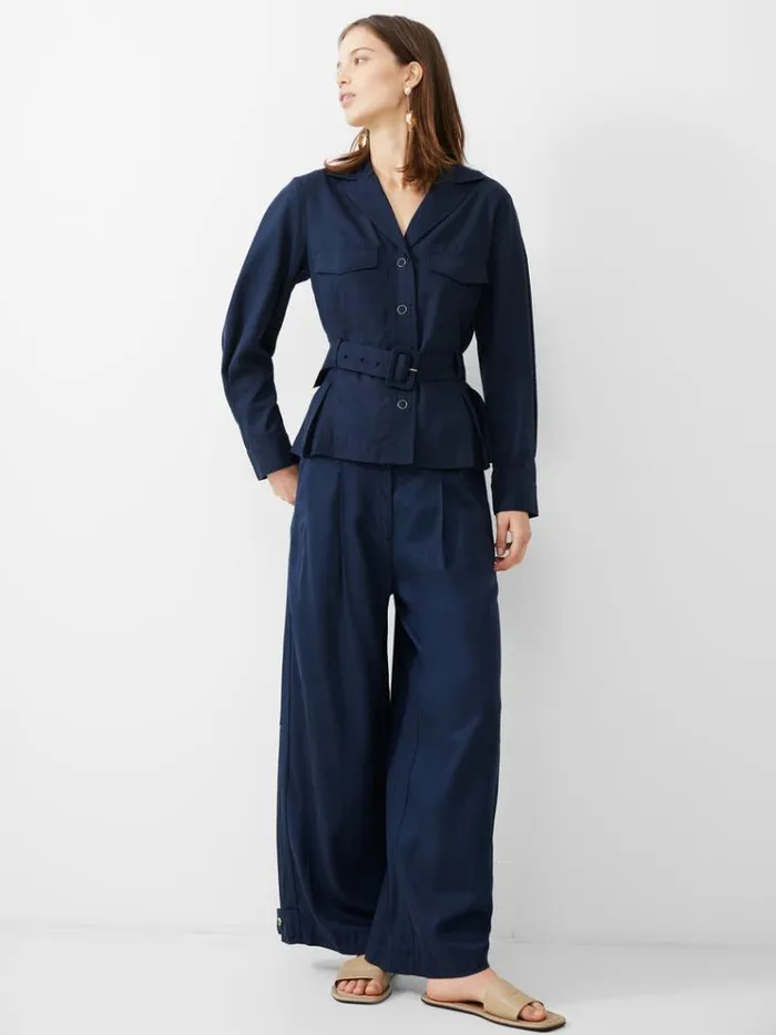 French Connection Coats and Jackets Elkie Twill Belted Jacket Marine 8211 Woman