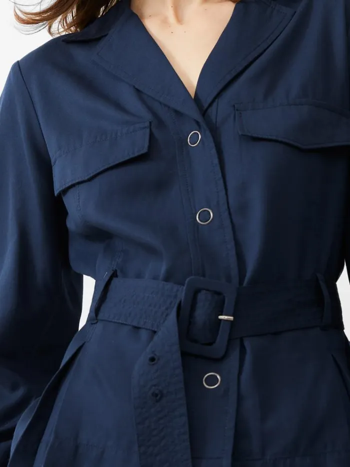 French Connection Coats and Jackets Elkie Twill Belted Jacket Marine 8211 Woman