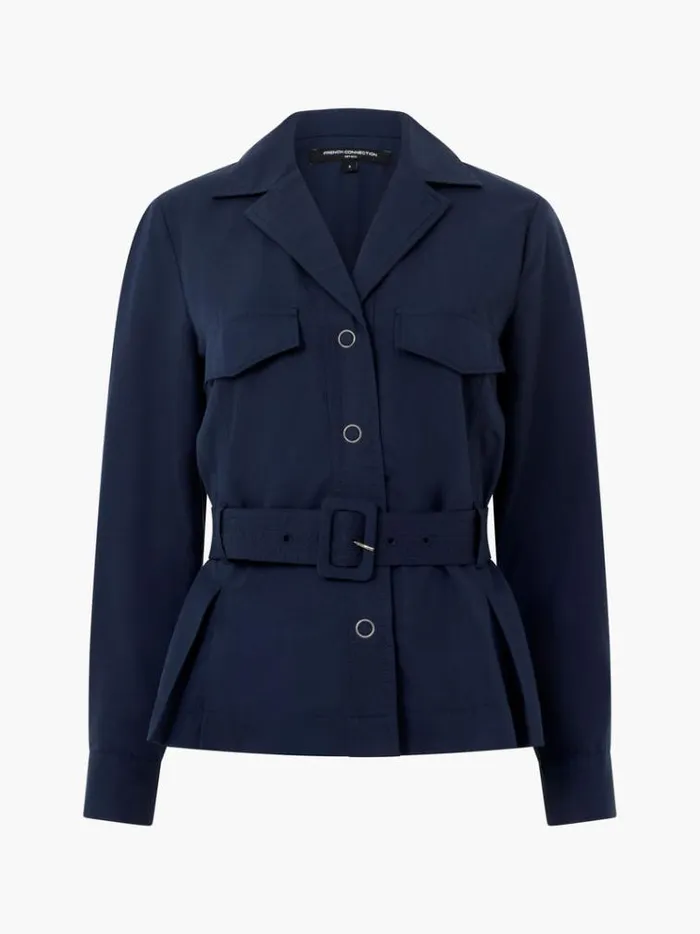 French Connection Coats and Jackets Elkie Twill Belted Jacket Marine 8211 Woman