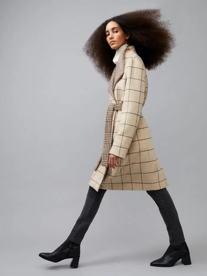 French Connection Coats and Jackets Fran Wool Belted Coat Taupe Mel 8211 Woman