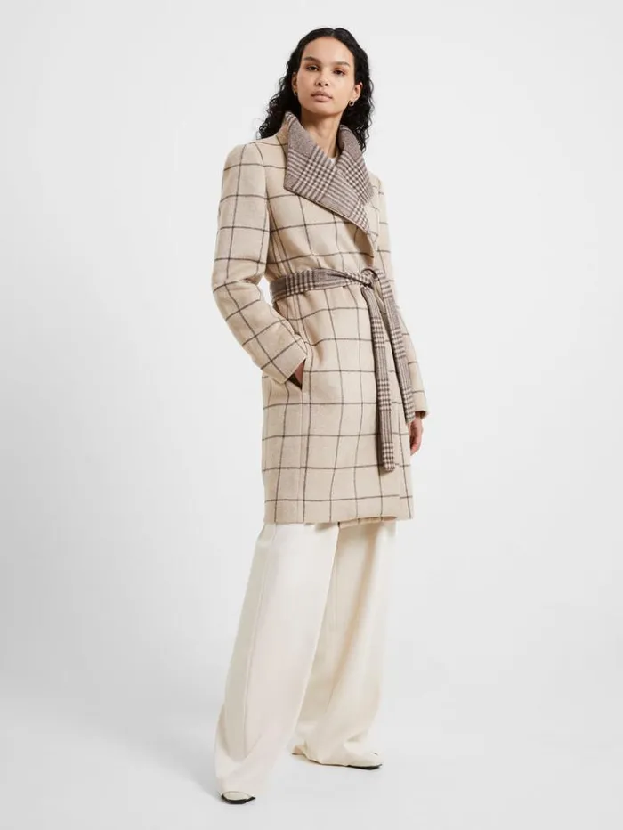 French Connection Coats and Jackets Fran Wool Belted Coat Taupe Mel 8211 Woman