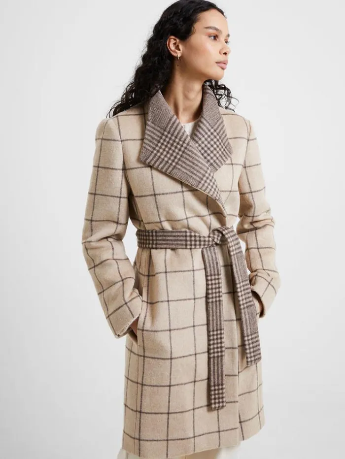 French Connection Coats and Jackets Fran Wool Belted Coat Taupe Mel 8211 Woman