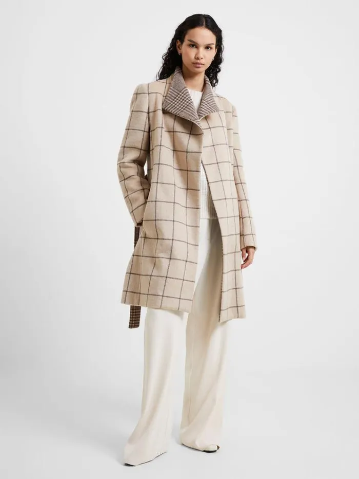 French Connection Coats and Jackets Fran Wool Belted Coat Taupe Mel 8211 Woman