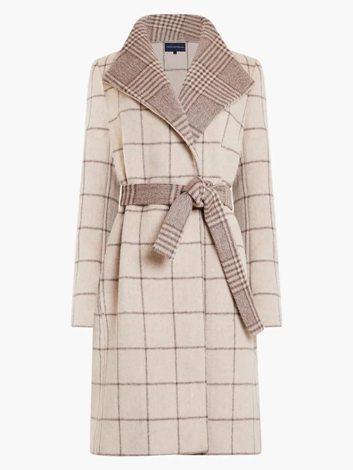 French Connection Coats and Jackets Fran Wool Belted Coat Taupe Mel 8211 Woman