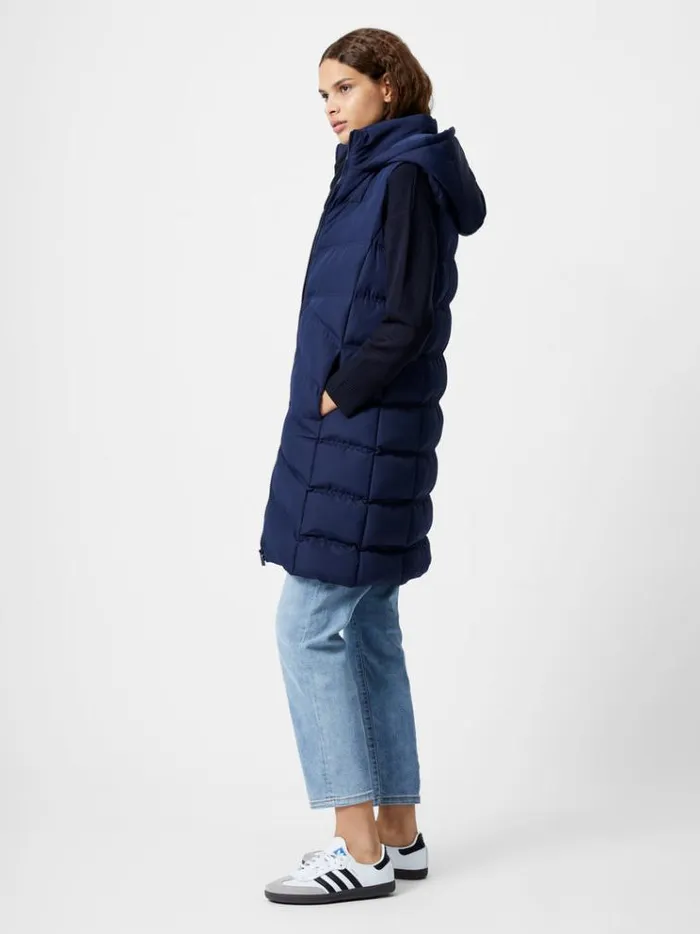 French Connection Coats and Jackets Hooded Row Mid Length Gilet Midnight 8211 Woman