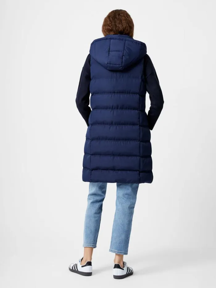 French Connection Coats and Jackets Hooded Row Mid Length Gilet Midnight 8211 Woman