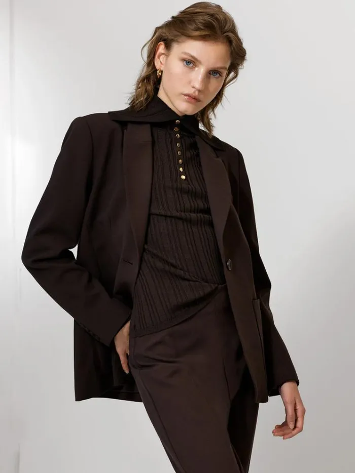 French Connection Coats and Jackets Whisper Blazer Chocolate Ganache 8211 Woman French Connection Coats and Jackets Whisper Blazer Chocolate Ganache 8211 Woman
