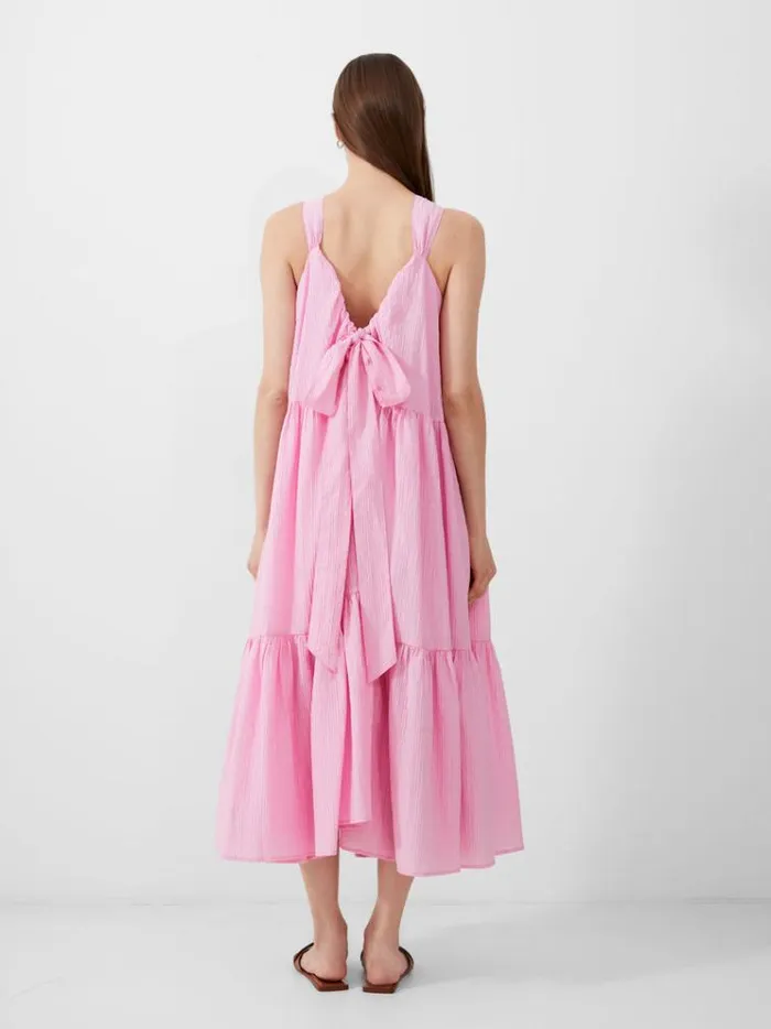 French Connection Dresses Aleska Textured Midaxi Dress Strawberry Shake 8211 Woman