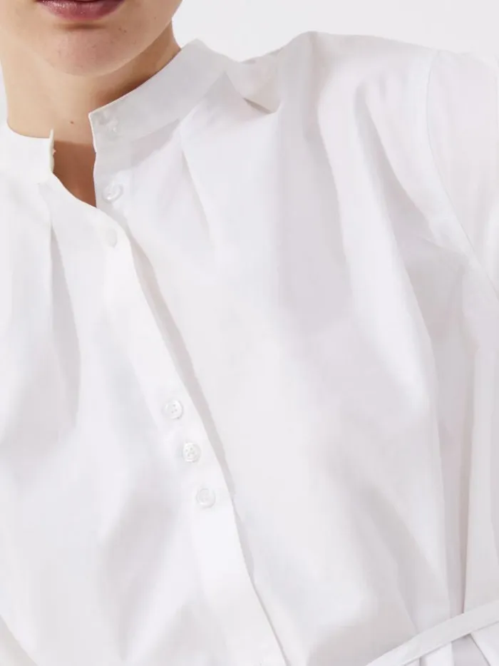 French Connection Dresses Alissa Cotton Wide Sleeve Shirt Dress Linen White 8211 Woman