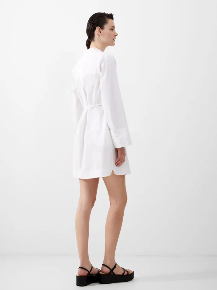French Connection Dresses Alissa Cotton Wide Sleeve Shirt Dress Linen White 8211 Woman