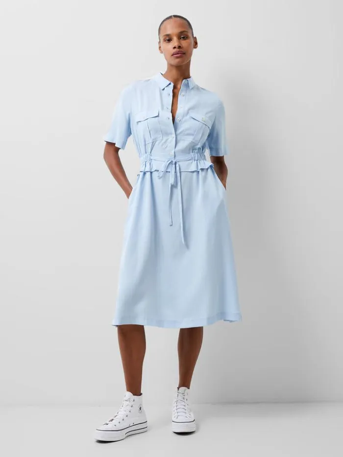 French Connection Dresses Arielle Shirt Dress Cashmere Blue 8211 Woman