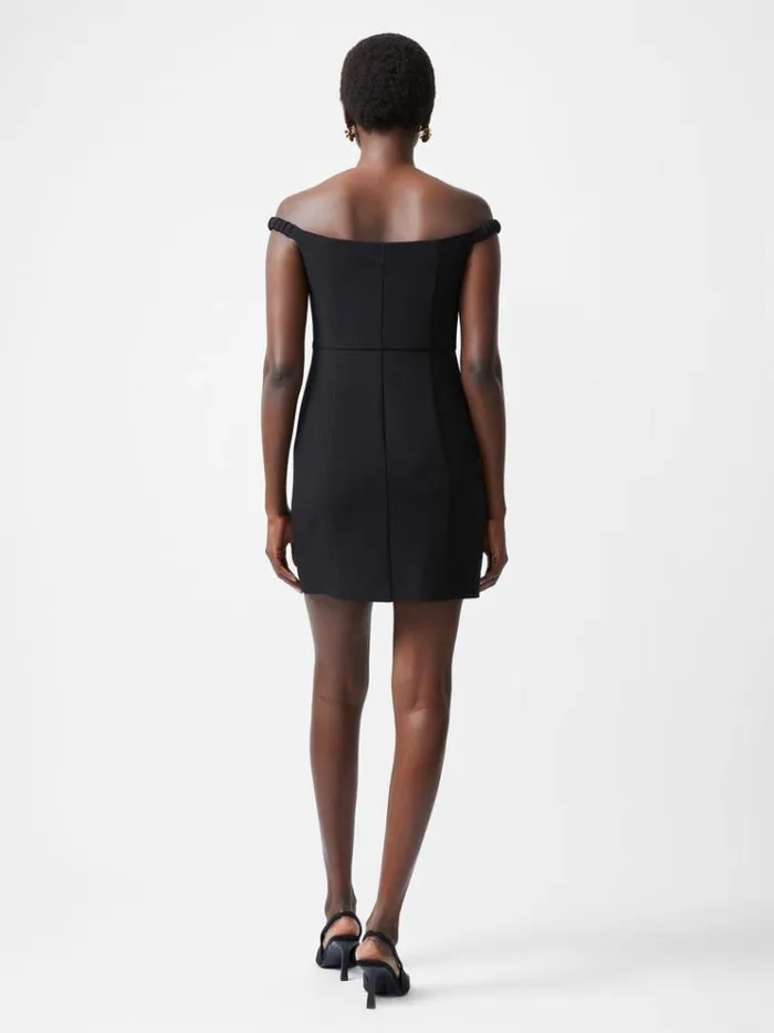 French Connection Dresses Azra Twill Sweetheart Bardot Mini Dress Black 8211 Woman
