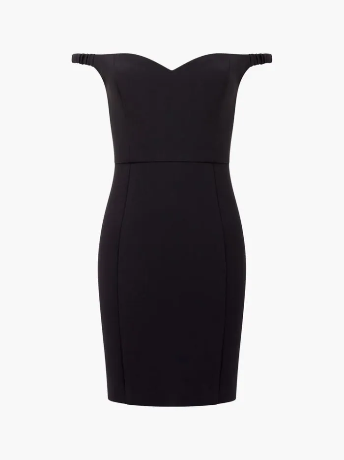 French Connection Dresses Azra Twill Sweetheart Bardot Mini Dress Black 8211 Woman
