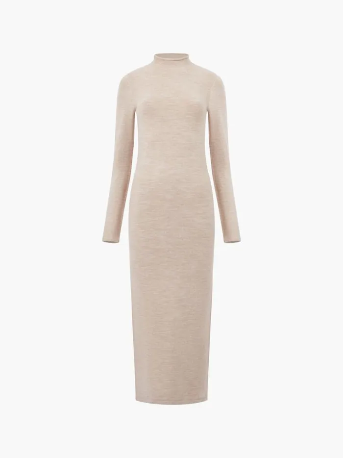 French Connection Dresses Babysoft Roll Neck Midi Dress Light Camel Mel 8211 Woman