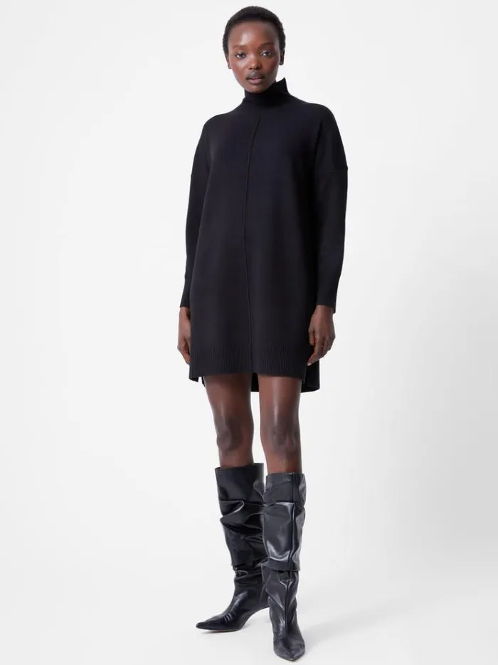 French Connection Dresses Babysoft Roll Neck Seam Mini Dress Black 8211 Woman