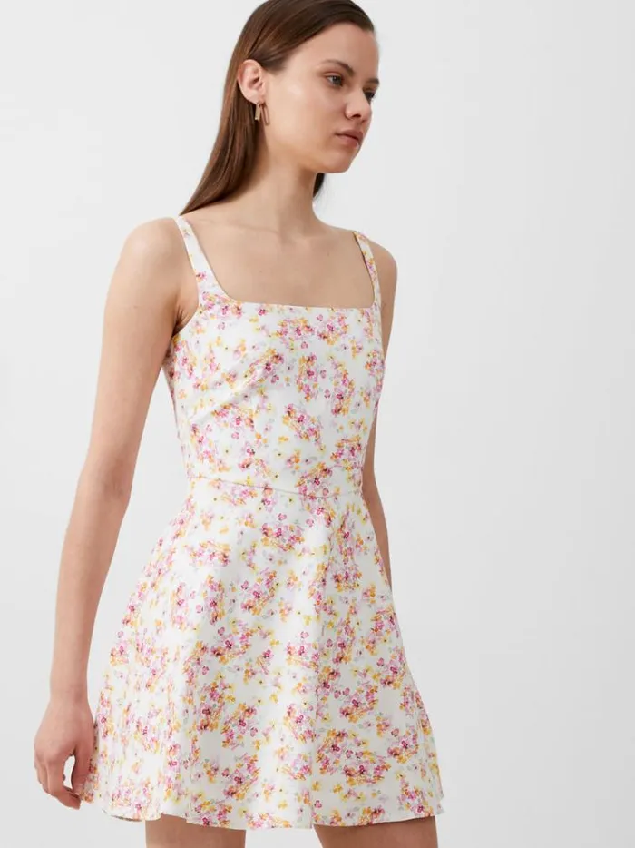 French Connection Dresses Benedetta Whisper Mini Dress Summer Whiteapricot 8211 Woman