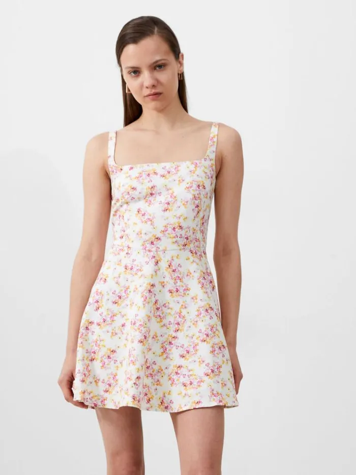 French Connection Dresses Benedetta Whisper Mini Dress Summer Whiteapricot 8211 Woman
