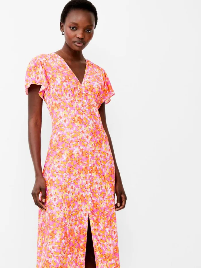 French Connection Dresses Cass Eco Delphine Midi Dress Persimmon 8211 Woman