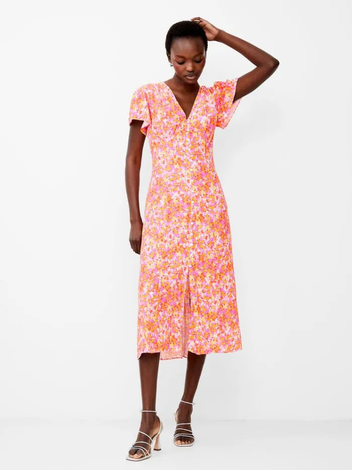 French Connection Dresses Cass Eco Delphine Midi Dress Persimmon 8211 Woman
