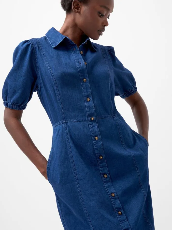 French Connection Dresses Chambray Button Through Denim Shirt Dress Mid Wash 8211 Woman French Connection Dresses Chambray Button Through Denim Shirt Dress Mid Wash 8211 Woman