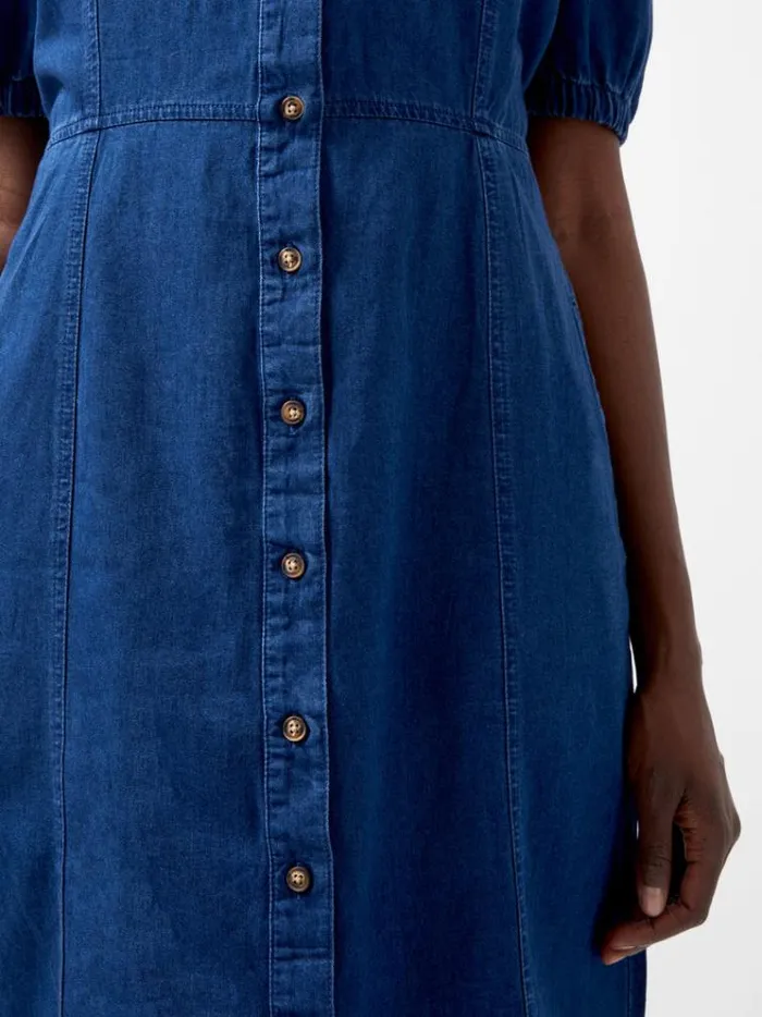 French Connection Dresses Chambray Button Through Denim Shirt Dress Mid Wash 8211 Woman