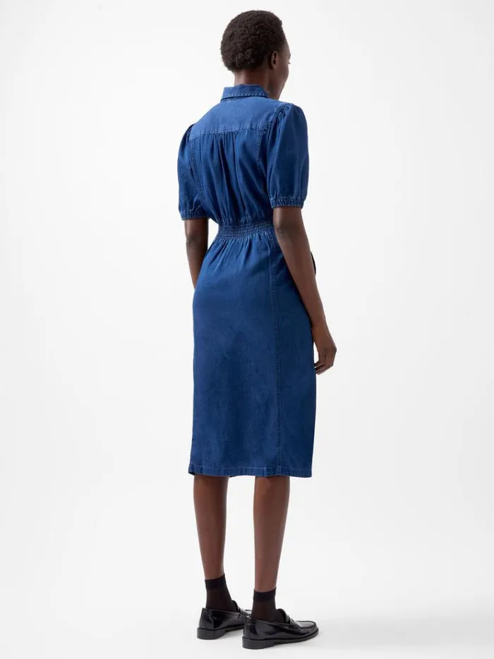 French Connection Dresses Chambray Button Through Denim Shirt Dress Mid Wash 8211 Woman