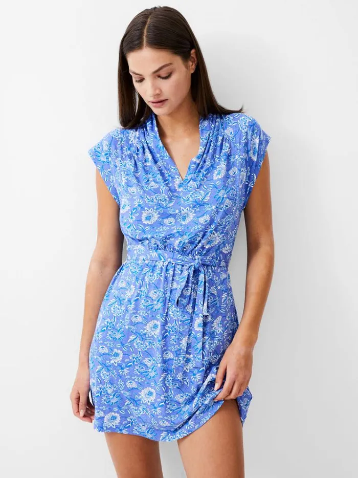 French Connection Dresses Cosette Vee Mini Dress Baja Blue White 8211 Woman