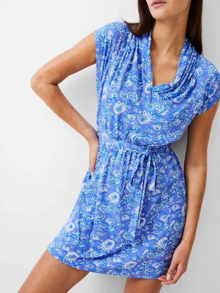 French Connection Dresses Cosette Vee Mini Dress Baja Blue White 8211 Woman