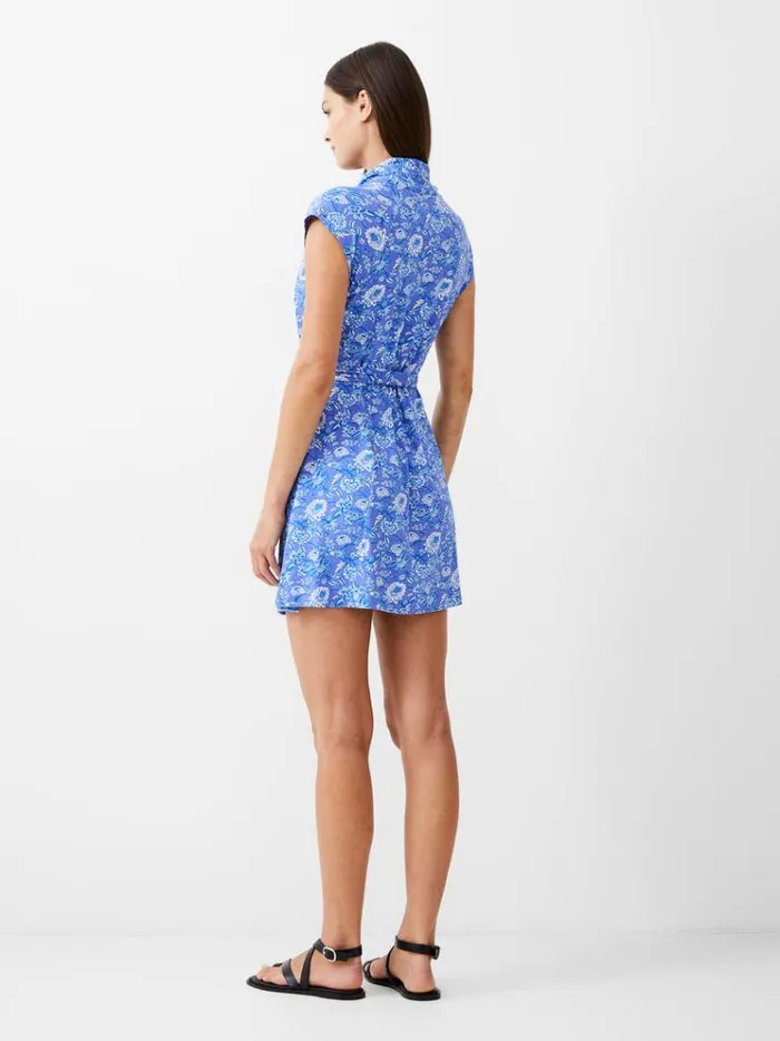 French Connection Dresses Cosette Vee Mini Dress Baja Blue White 8211 Woman