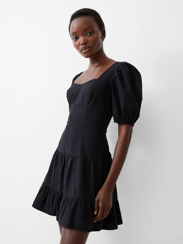 French Connection Dresses Cotton Sweetheart Mini Dress Black 8211 Woman