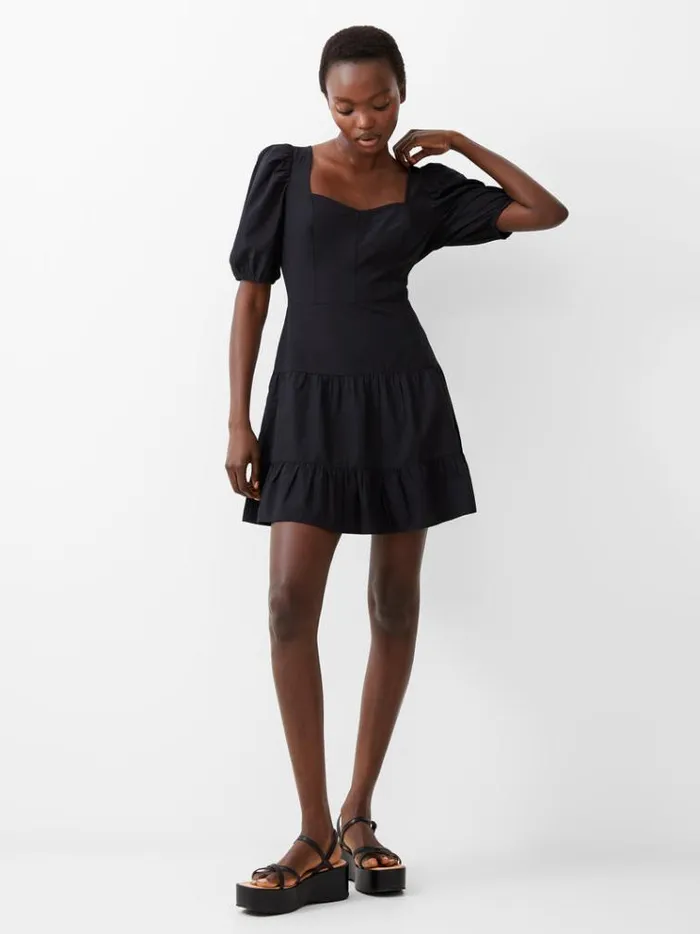 French Connection Dresses Cotton Sweetheart Mini Dress Black 8211 Woman
