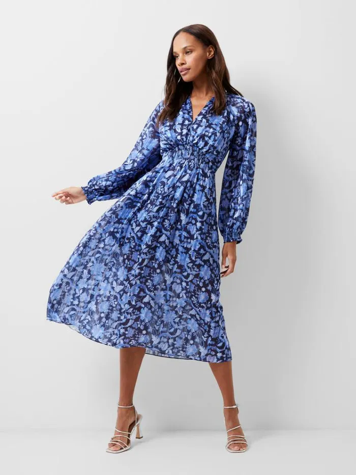 French Connection Dresses Cynthia Fauna Midi Dress Midnight Blue 8211 Woman