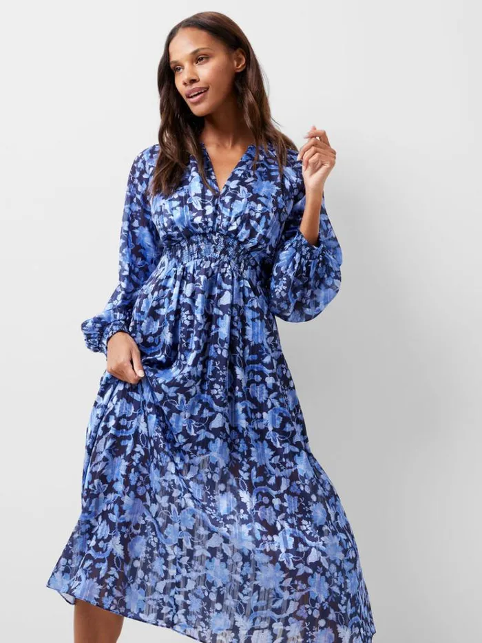 French Connection Dresses Cynthia Fauna Midi Dress Midnight Blue 8211 Woman