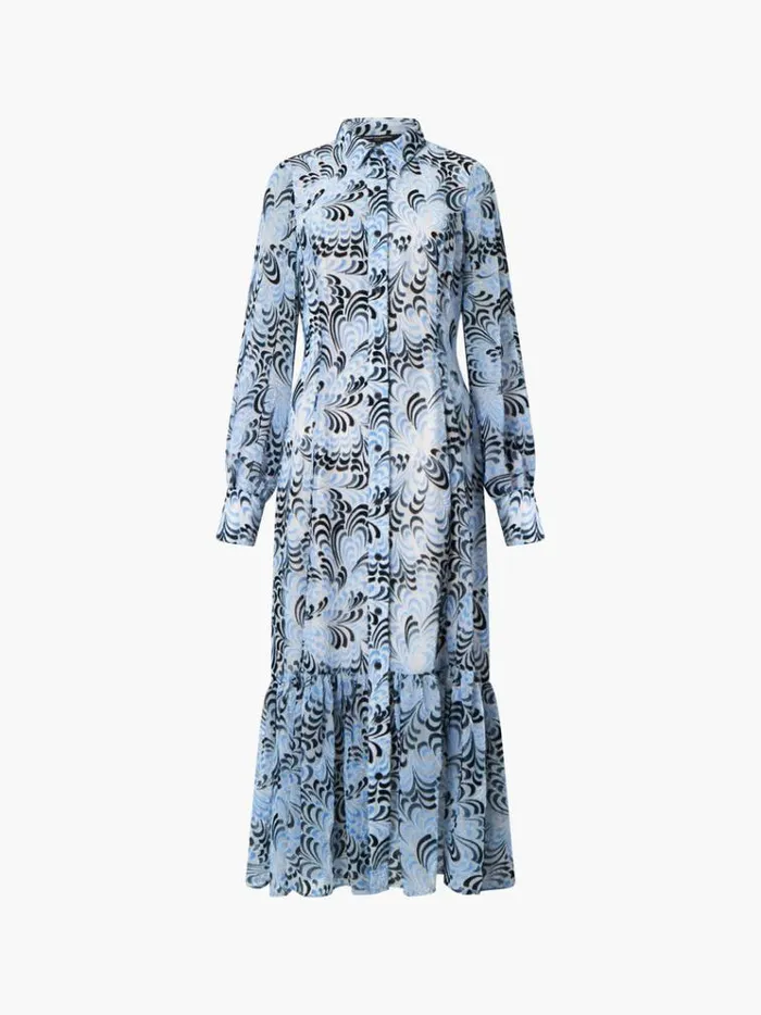 French Connection Dresses Diandra Devore Maxi Dress Summer Whiteblue 8211 Woman