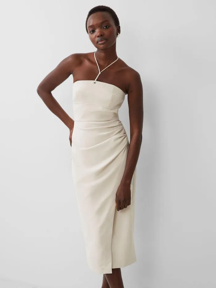 French Connection Dresses Echo Crepe Halterneck Midi Dress Silver Lining 8211 Woman French Connection Dresses Echo Crepe Halterneck Midi Dress Silver Lining 8211 Woman