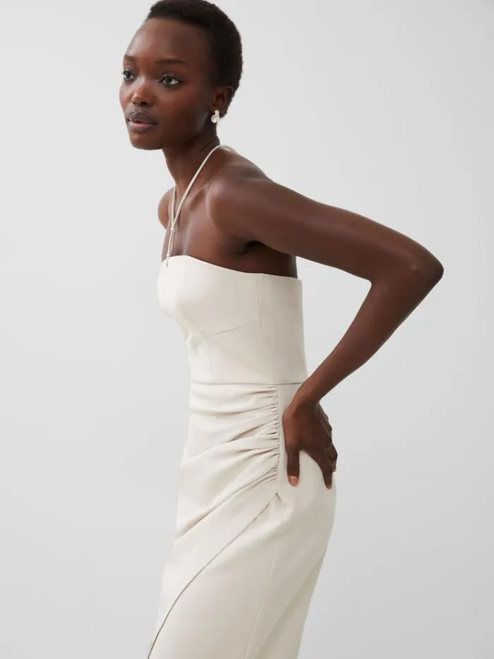 French Connection Dresses Echo Crepe Halterneck Midi Dress Silver Lining 8211 Woman