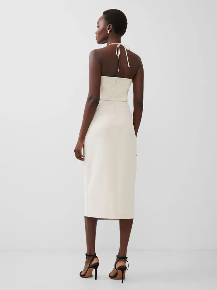 French Connection Dresses Echo Crepe Halterneck Midi Dress Silver Lining 8211 Woman