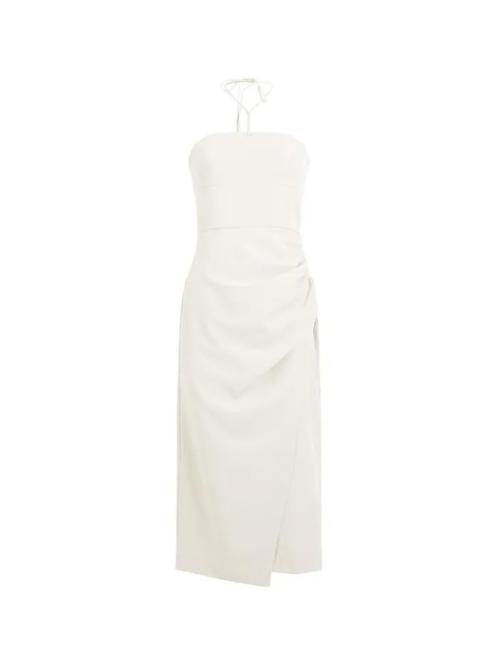 French Connection Dresses Echo Crepe Halterneck Midi Dress Silver Lining 8211 Woman