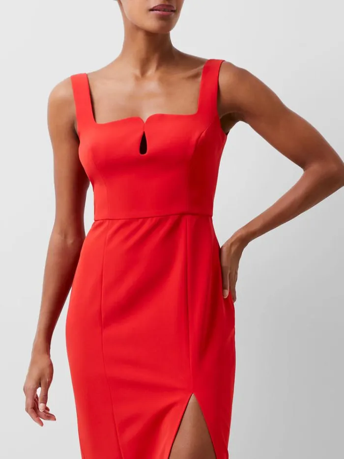 French Connection Dresses Echo Crepe Keyhole Midi Dress True Red 8211 Woman