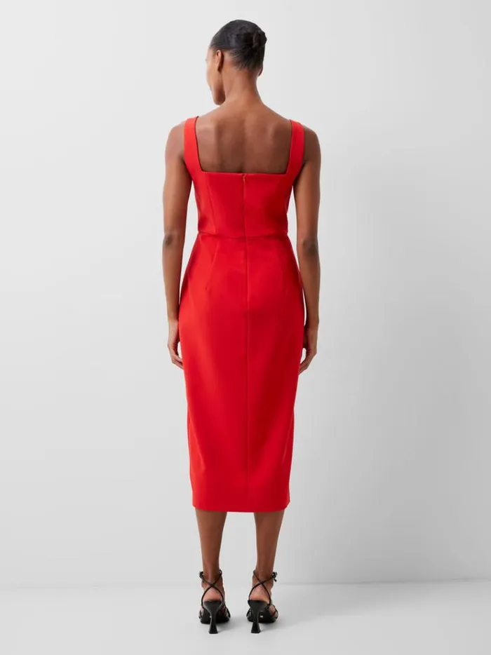 French Connection Dresses Echo Crepe Keyhole Midi Dress True Red 8211 Woman