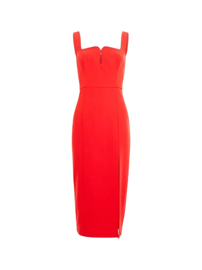 French Connection Dresses Echo Crepe Keyhole Midi Dress True Red 8211 Woman