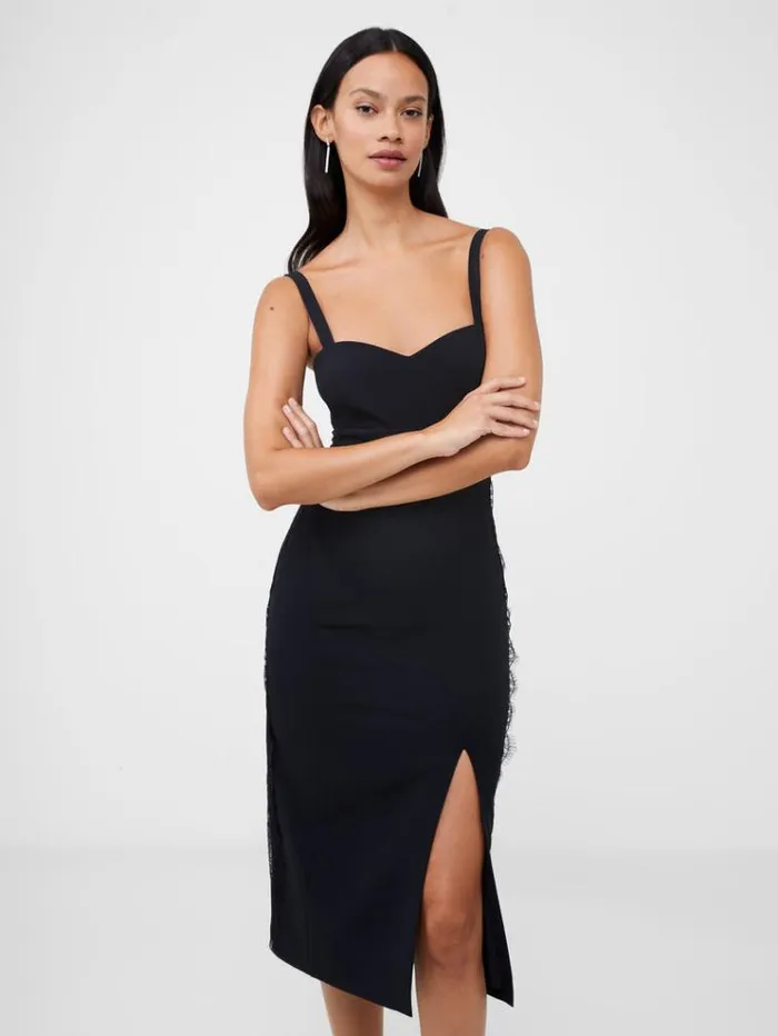 French Connection Dresses Echo Crepe Lace Dress Blackout 8211 Woman