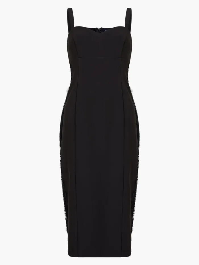 French Connection Dresses Echo Crepe Lace Dress Blackout 8211 Woman