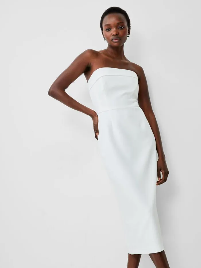 French Connection Dresses Echo Crepe Strapless Midi Dress Summer White 8211 Woman French Connection Dresses Echo Crepe Strapless Midi Dress Summer White 8211 Woman